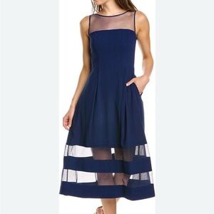 Aidan Mattox Navy Mesh Dress
